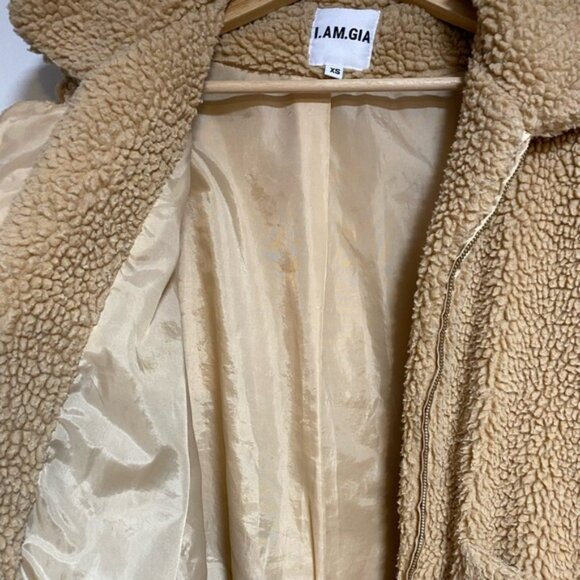 I.AM.GIA Teddy Sherpa Zip-Up Jacket in Camel (Size XS) - Picture 3 of 8
